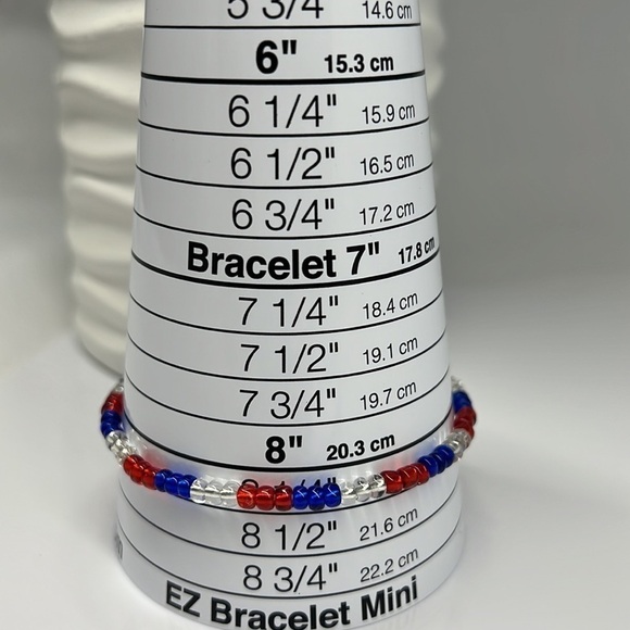 STRETCH Beaded Anklet Red White & Blue - Picture 4 of 9